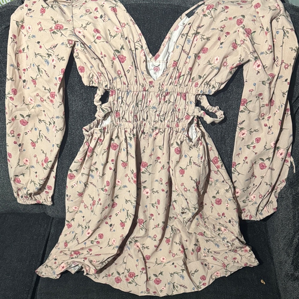 Floral Long Sleeve Dress with side cut outs